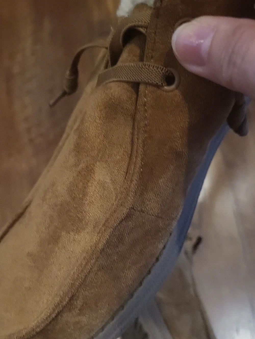 Skechers Men's Chukka Style Slip Ons in Tan Brown with Faux Fur Lining